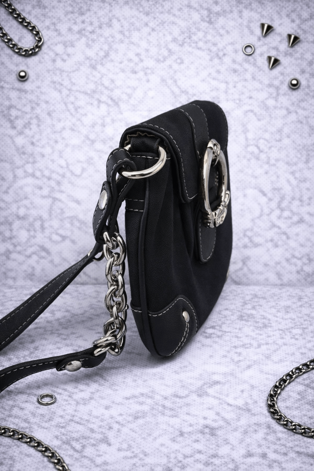 Kathy Van Zeeland Mini Shoulder Bag – Borsa Nera Y2K con Dettagli in Metallo - GEDICO STORE