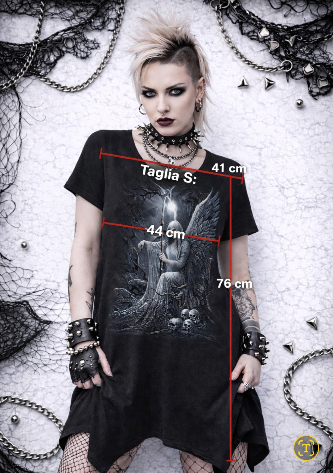 Spiral Ethereal Angel Gothic Tunic – Darkwear Punk Goth Top NUOVO