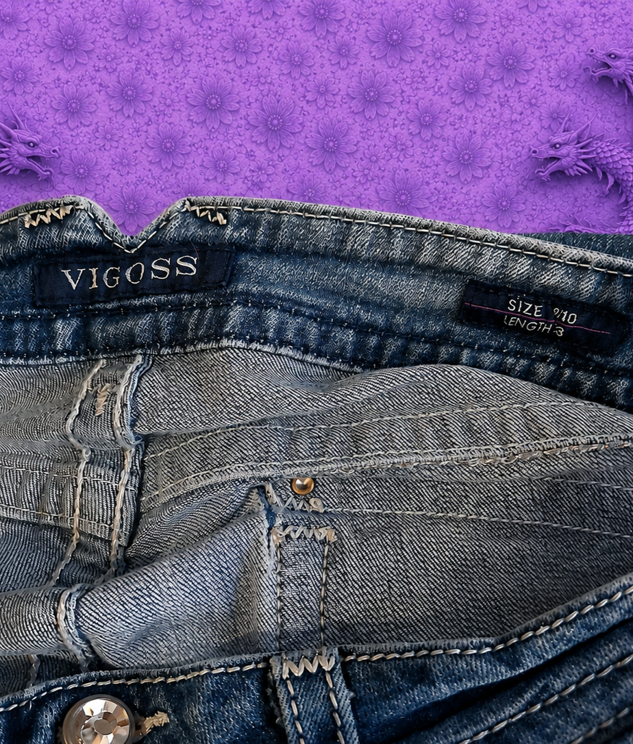 Jeans VIGOSS Flare Donna Denim Blu Vita Bassa Anni 2000 – Taglia IT 42 EU 38