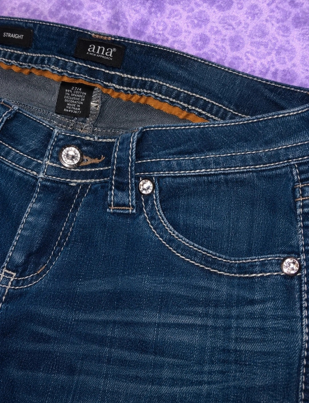 Jeans ANA Bootcut Donna Blu Denim Stretch con Tasche Decorate e Strass