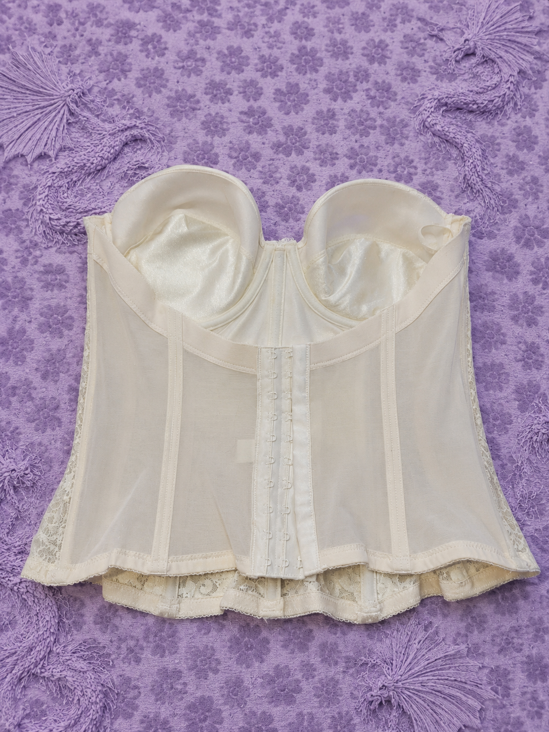 Top Avorio in Raso e Pizzo Donna XS – Elegante e Romantico