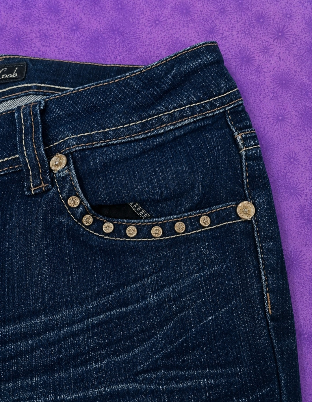 Jeans Sweet Look Bootcut Y2K Donna Made in USA Denim Blu Scuro Taglia 9 (IT 42)