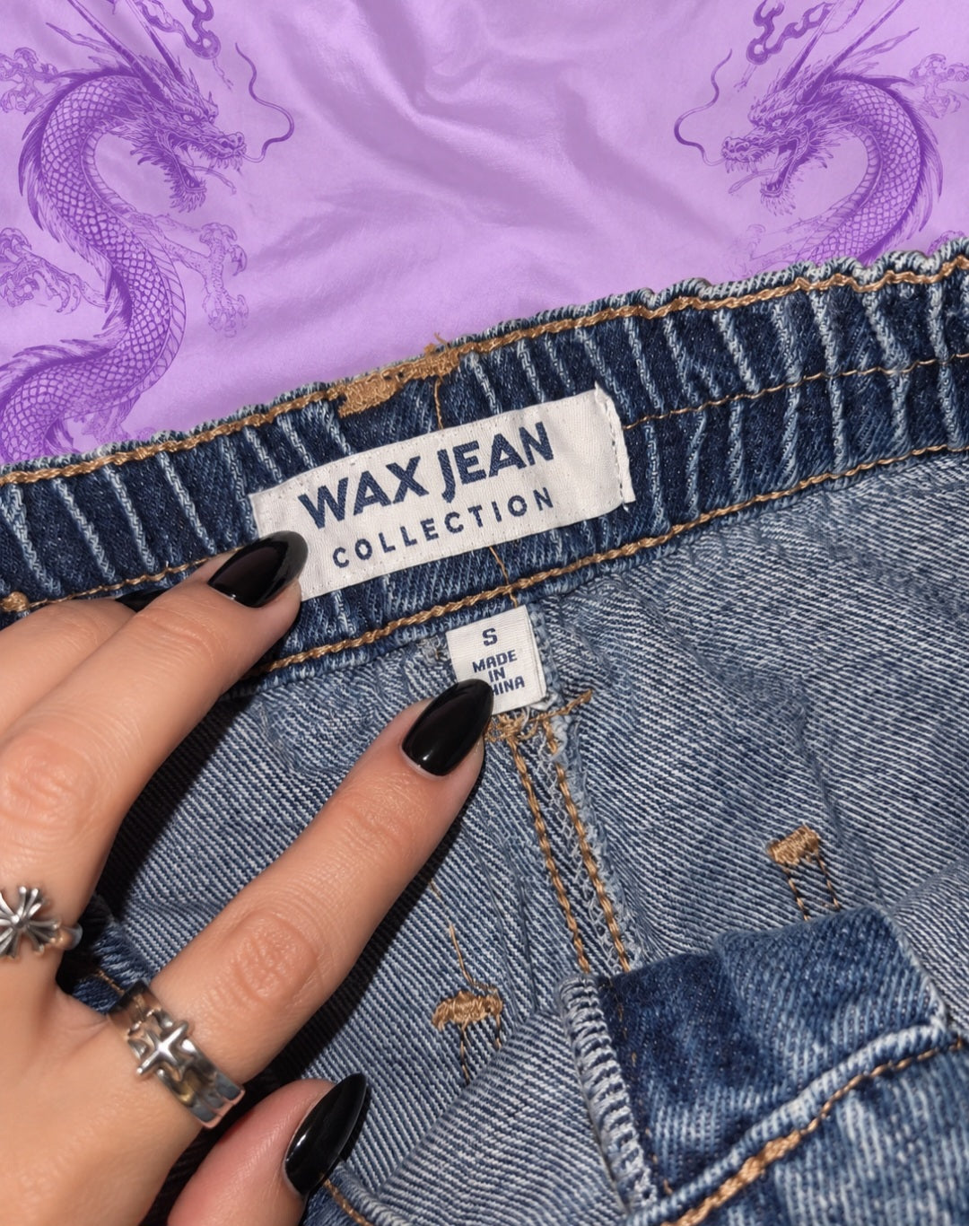 Wax Jean Collection Y2K Baggy Cargo Jeans – Blue Wide Leg Denim Pants Size S