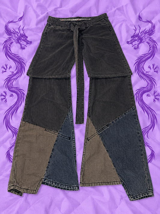 Jeans G-SUS Sindustries Y2K Patchwork a Zampa Wide Leg W27 L32 – Anni 2000