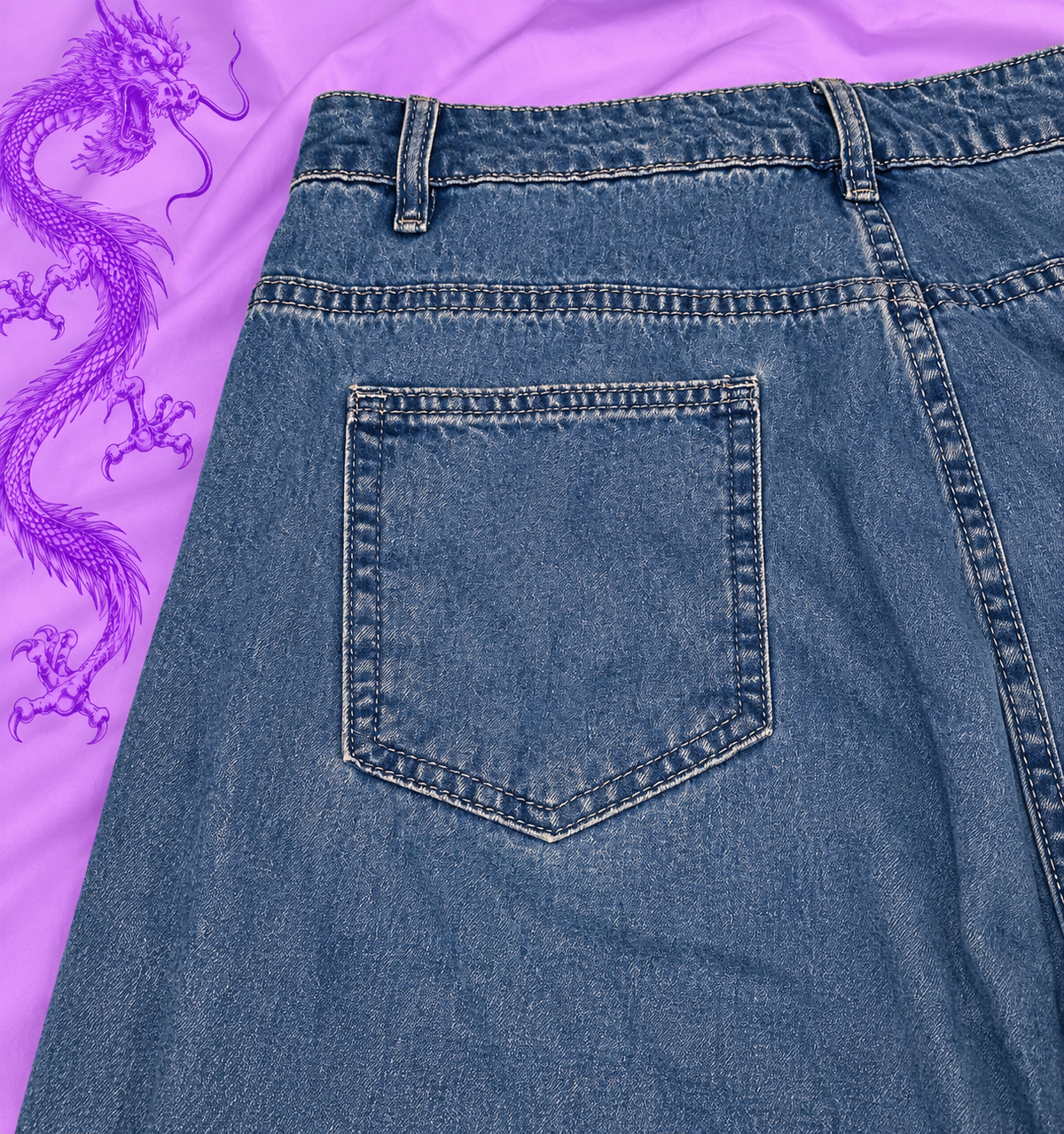 Jeans Cargo Baggy Y2K Blu Denim Wide Leg – Taglia 12 XL