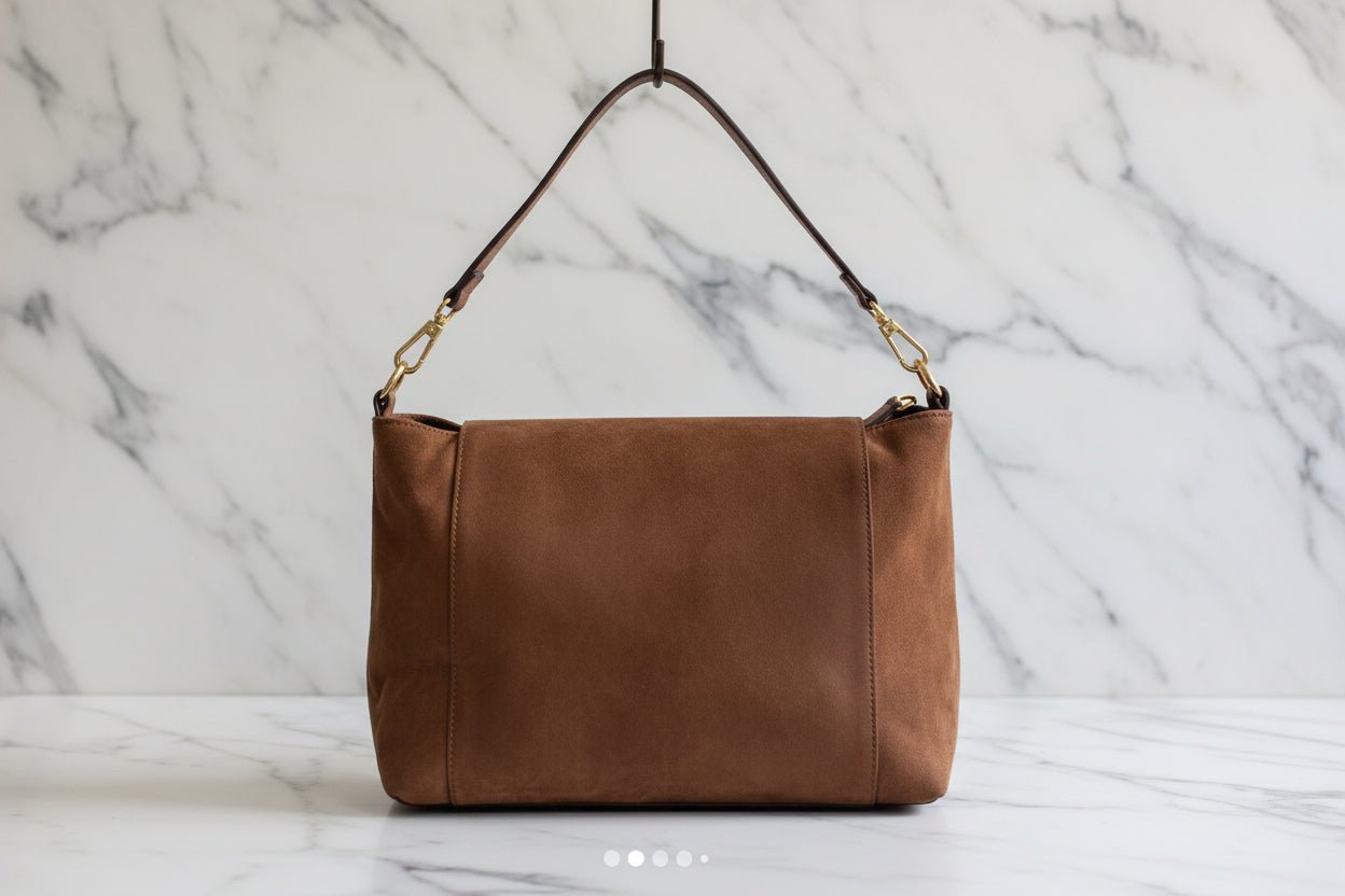 Borsa a tracolla marrone in suede – stile punk rock / vintage streetwear - GEDICO STORE