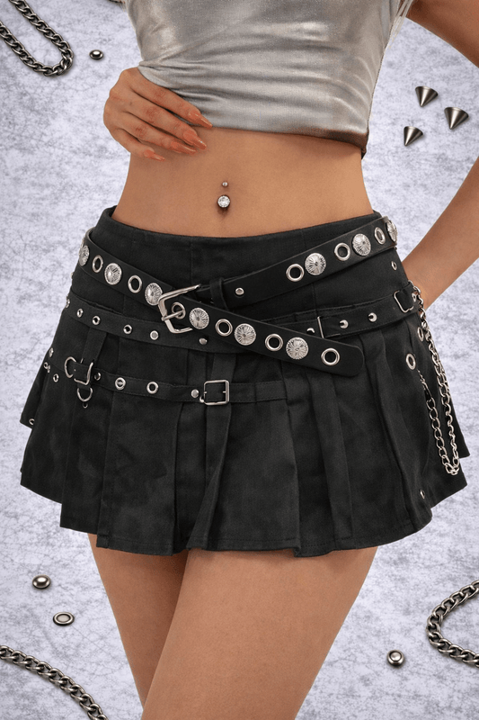 Cintura Punk Nera con Borchie Argento – Regolabile, Stile Grunge / Y2K / Alternative - GEDICO STORE