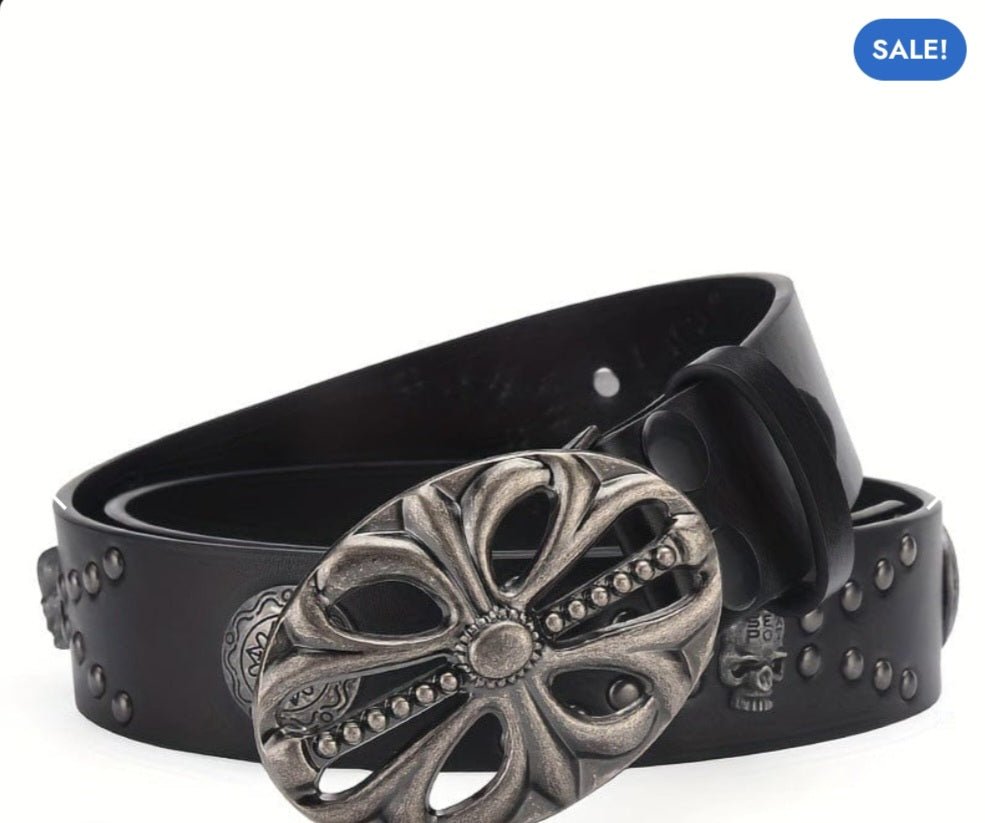 Cintura Punk Rock Nera con Borchie e Fibbia Vintage – Donna Gothic Style - GEDICO STORE