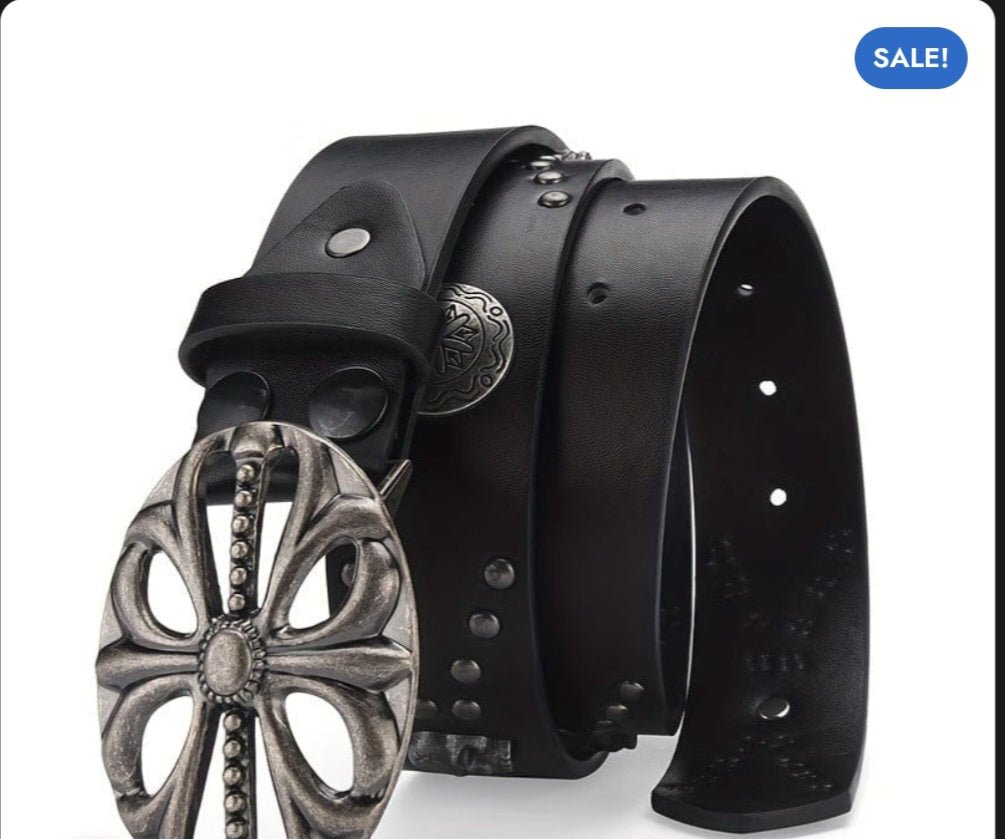 Cintura Punk Rock Nera con Borchie e Fibbia Vintage – Donna Gothic Style - GEDICO STORE