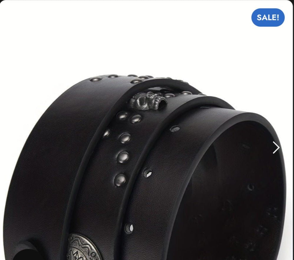 Cintura Punk Rock Nera con Borchie e Fibbia Vintage – Donna Gothic Style - GEDICO STORE