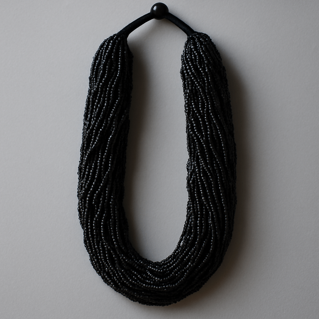 Collana multistrato donna | Perline nere vintage stile boho statement - GEDICO STORE