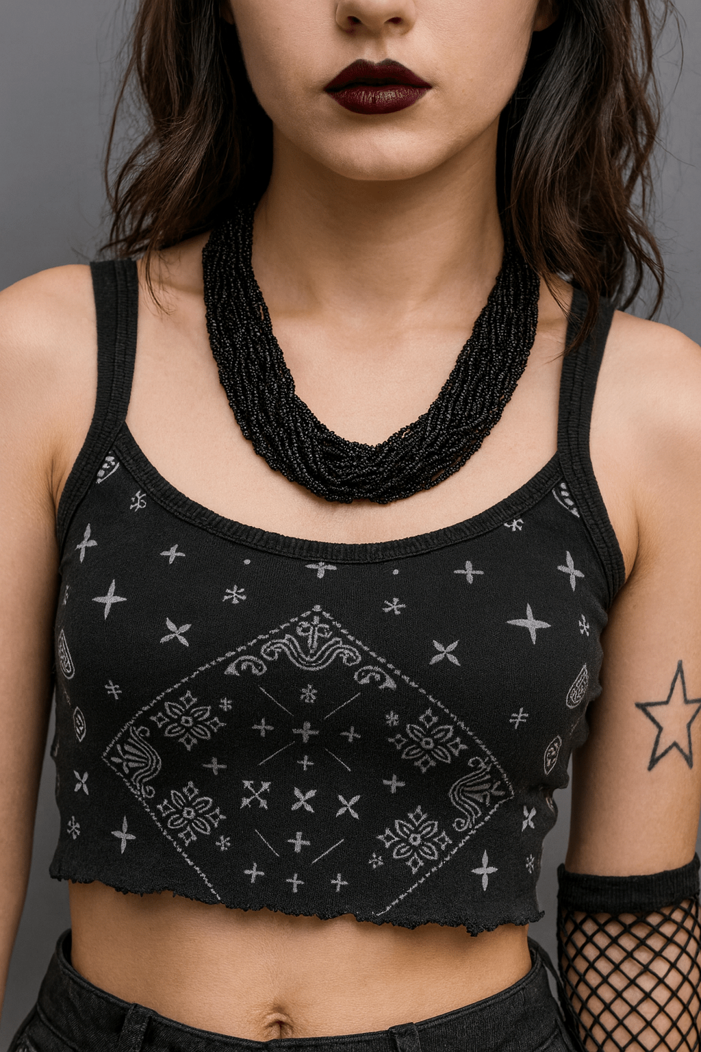 Collana multistrato donna | Perline nere vintage stile boho statement - GEDICO STORE