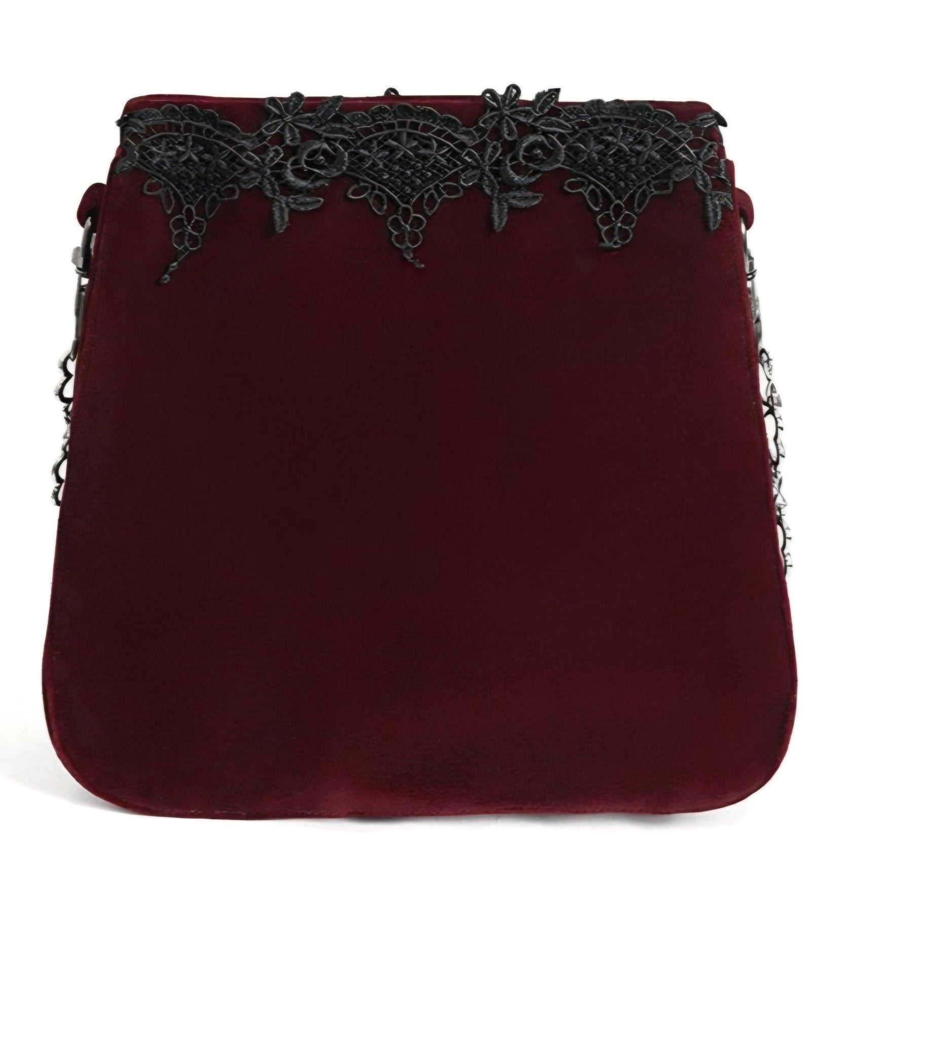 EN: Gothic Velvet Crossbody Bag with Lace & Cross Charm IT: Borsa Gothica in Velluto con Ricami, Pizzo e Croce Decorativa - GEDICO STORE