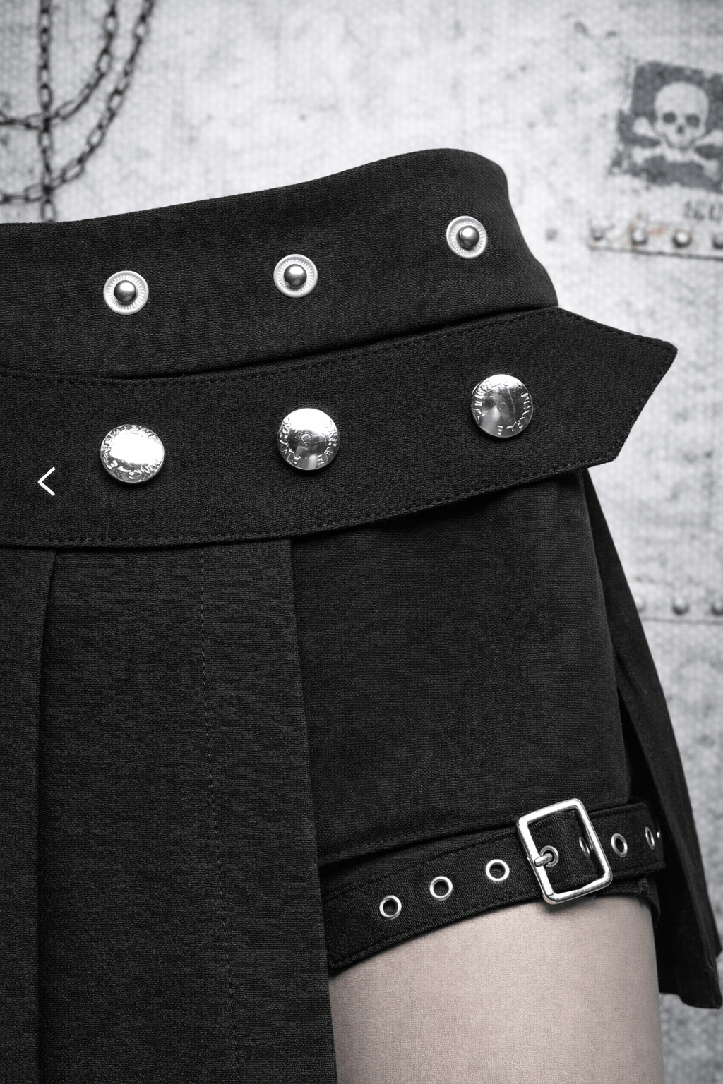 Gonna Pantaloncino Nera Punk Grunge a Pieghe con Cintura – 2 Pezzi - GEDICO STORE