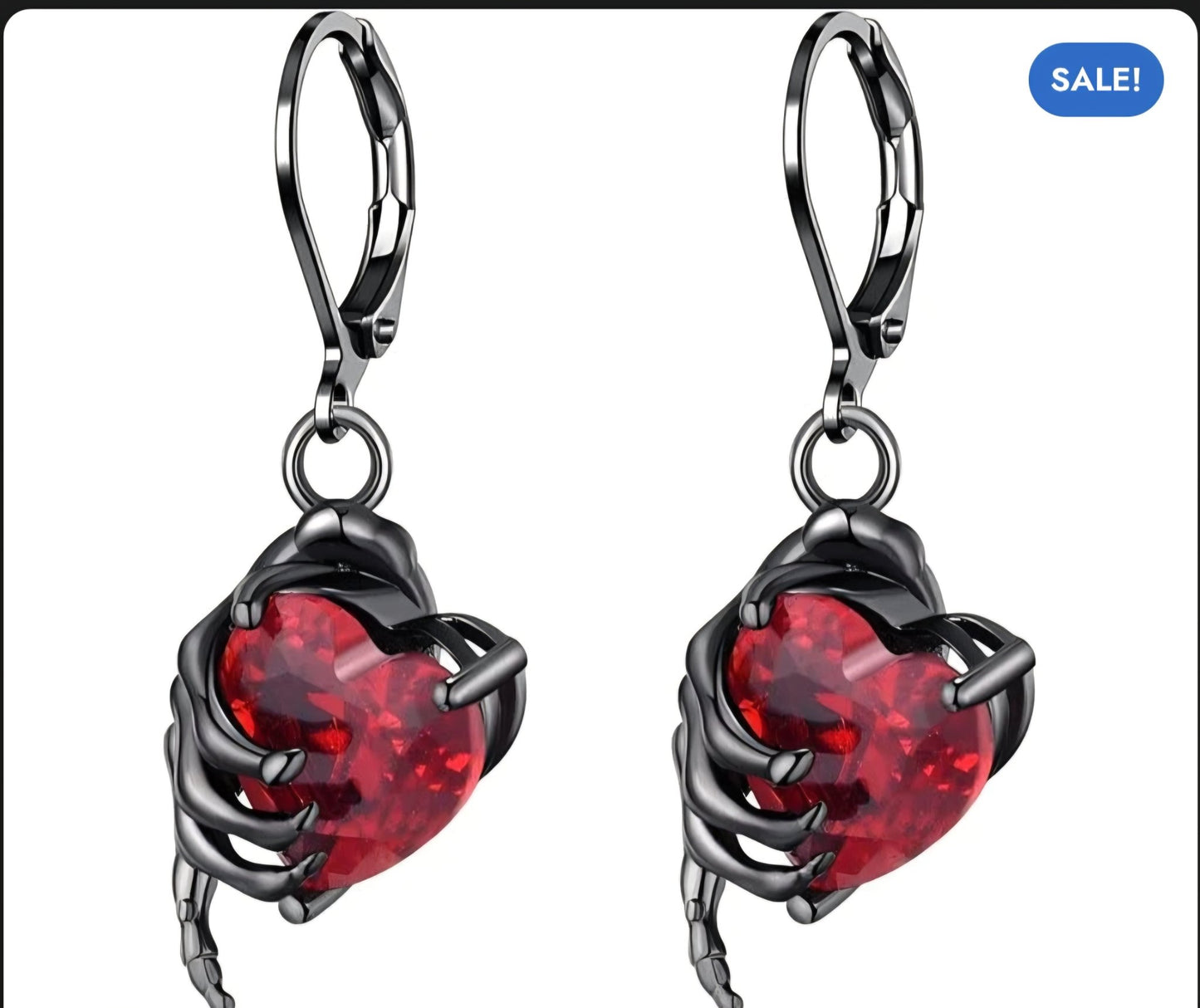 IT: Orecchini Goth Y2K Mano Scheletrica con Cuore Rosso EN: Goth Y2K Skeleton Hand Red Heart Earrings Prezzi speciali · Ultimi pezzi - GEDICO STORE