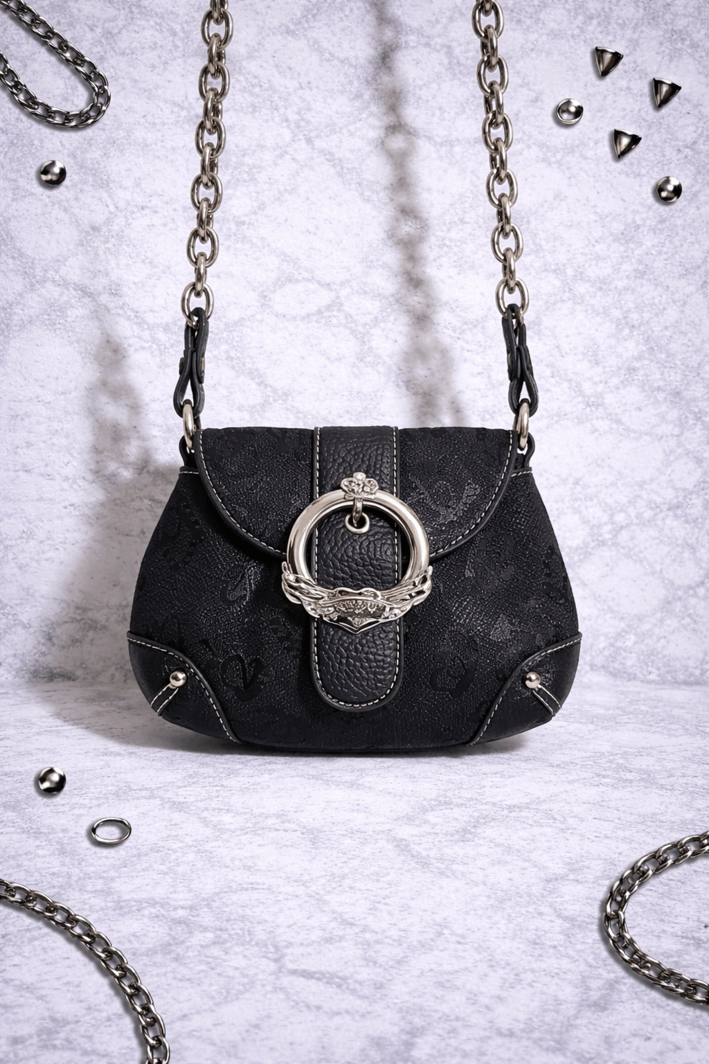 Kathy Van Zeeland Mini Shoulder Bag – Borsa Nera Y2K con Dettagli in Metallo - GEDICO STORE