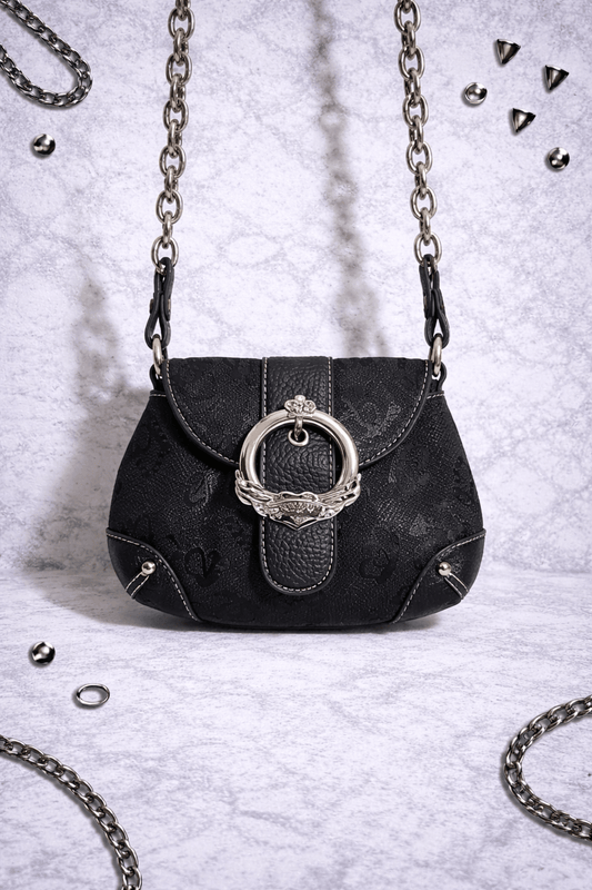 Kathy Van Zeeland Mini Shoulder Bag – Borsa Nera Y2K con Dettagli in Metallo - GEDICO STORE