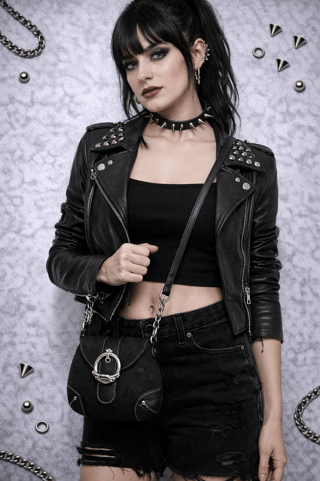 Kathy Van Zeeland Mini Shoulder Bag – Borsa Nera Y2K con Dettagli in Metallo - GEDICO STORE