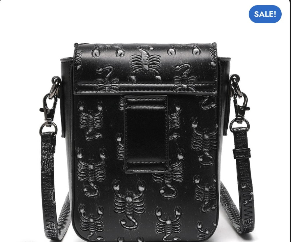 Mini Borsa Steampunk Unisex con Teschio e Scorpioni Ricamati – Tracolla Punk Rock - GEDICO STORE