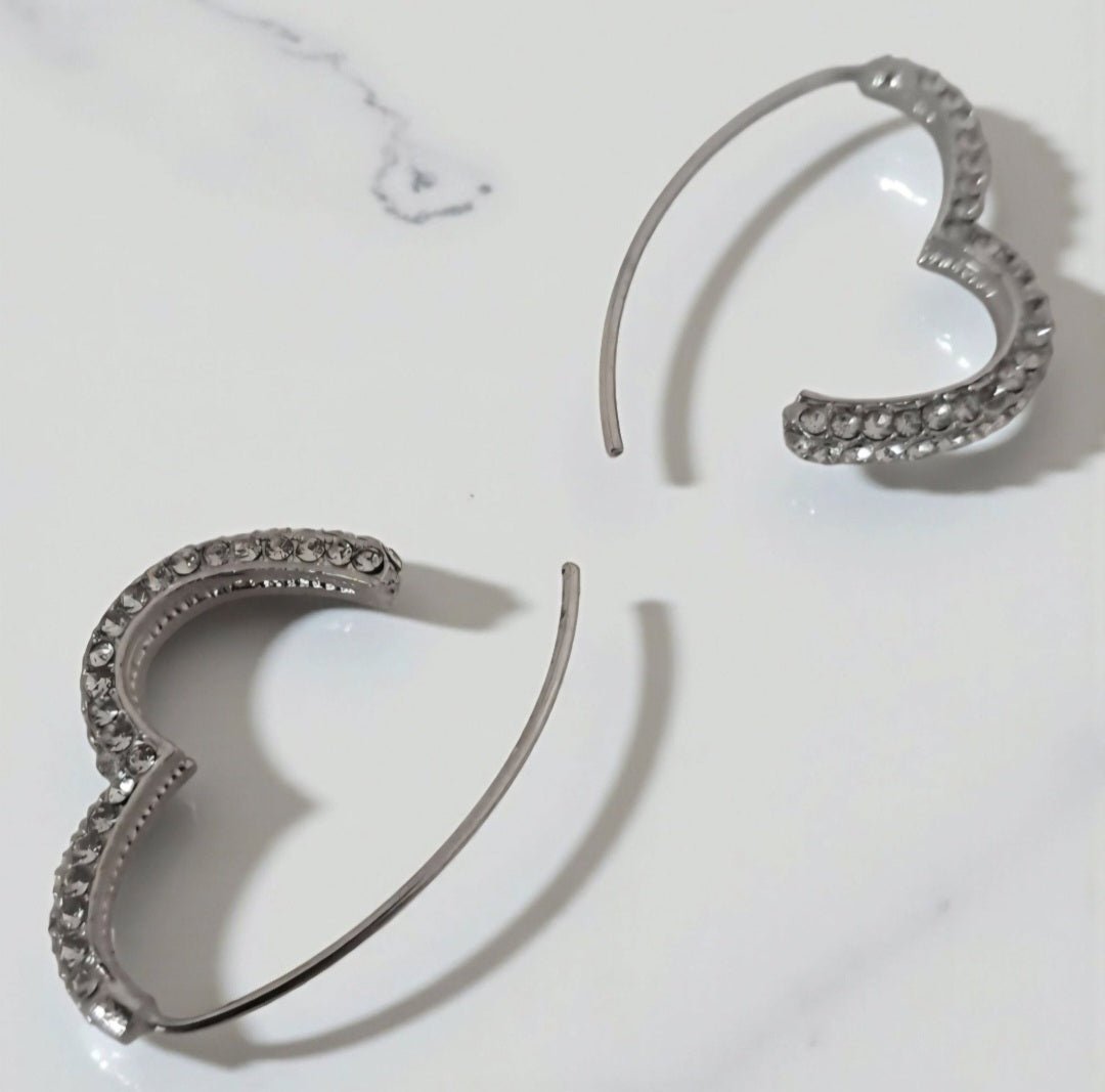 Orecchini a Cerchio a Cuore Donna – Argento Tono con Zirconi Eleganti - GEDICO STORE