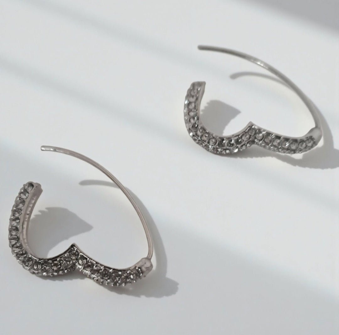 Orecchini a Cerchio a Cuore Donna – Argento Tono con Zirconi Eleganti - GEDICO STORE