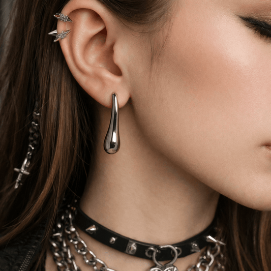 Orecchini a Goccia Argento 925 | Stile Y2K Liquid Metal | Minimalisti Uncino Orecchini donna Argento 925 | Goccia Y2K Liquid Metal Minimal - GEDICO STORE