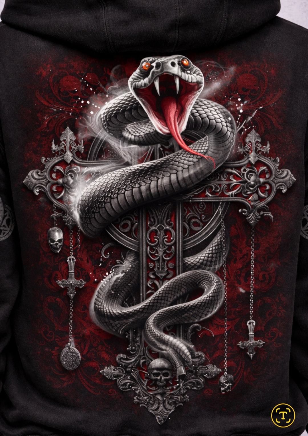 SPIRAL® Gothic Serpent Hoodie – Felpa Dark Goth con Serpente Infernale