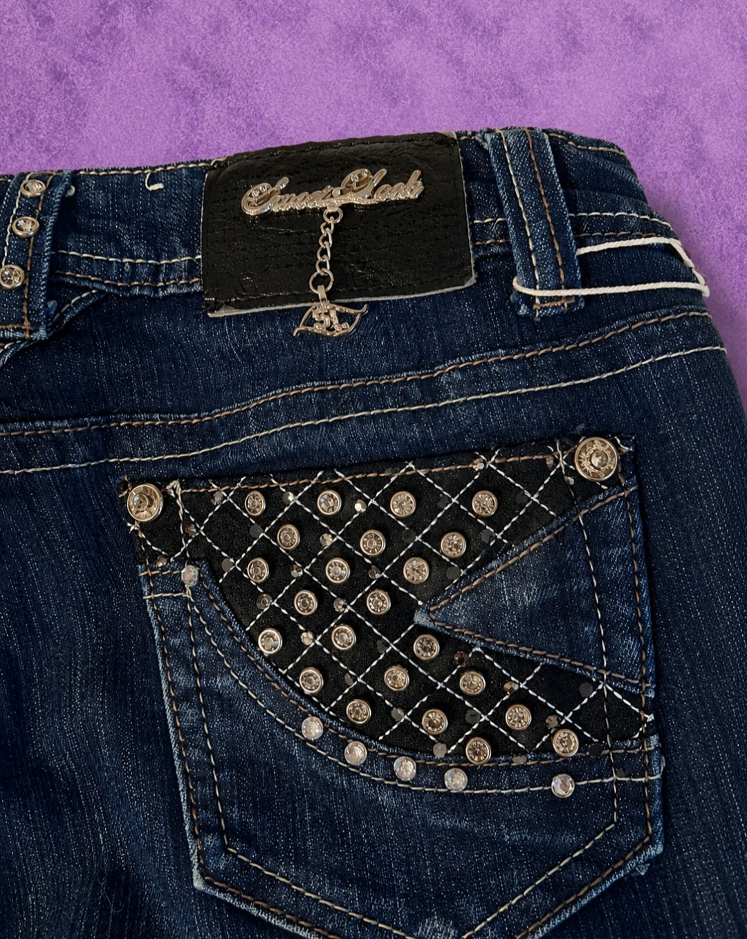 Jeans Sweet Look Bootcut Y2K Donna Made in USA Denim Blu Scuro Taglia 9 (IT 42)