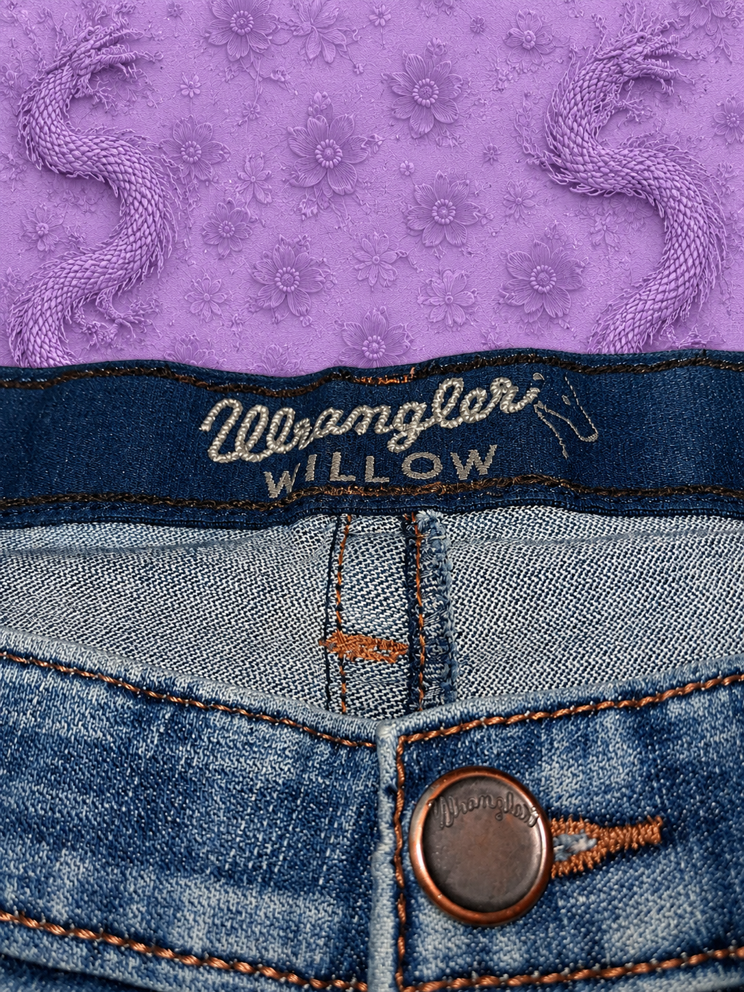 Wrangler Willow Jeans Donna Bootcut Denim Blu Y2K Taglia W13 L34