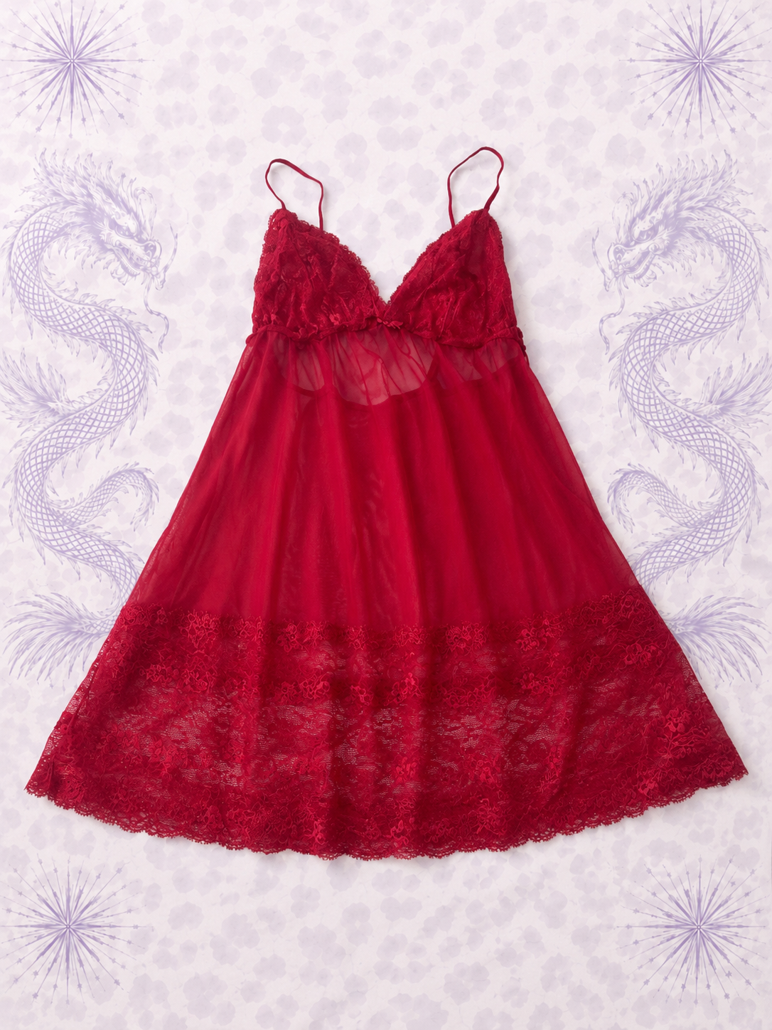 Top vintage Gilligan & O'Malley in pizzo e tulle rosso – Taglia M | Stile Y2K