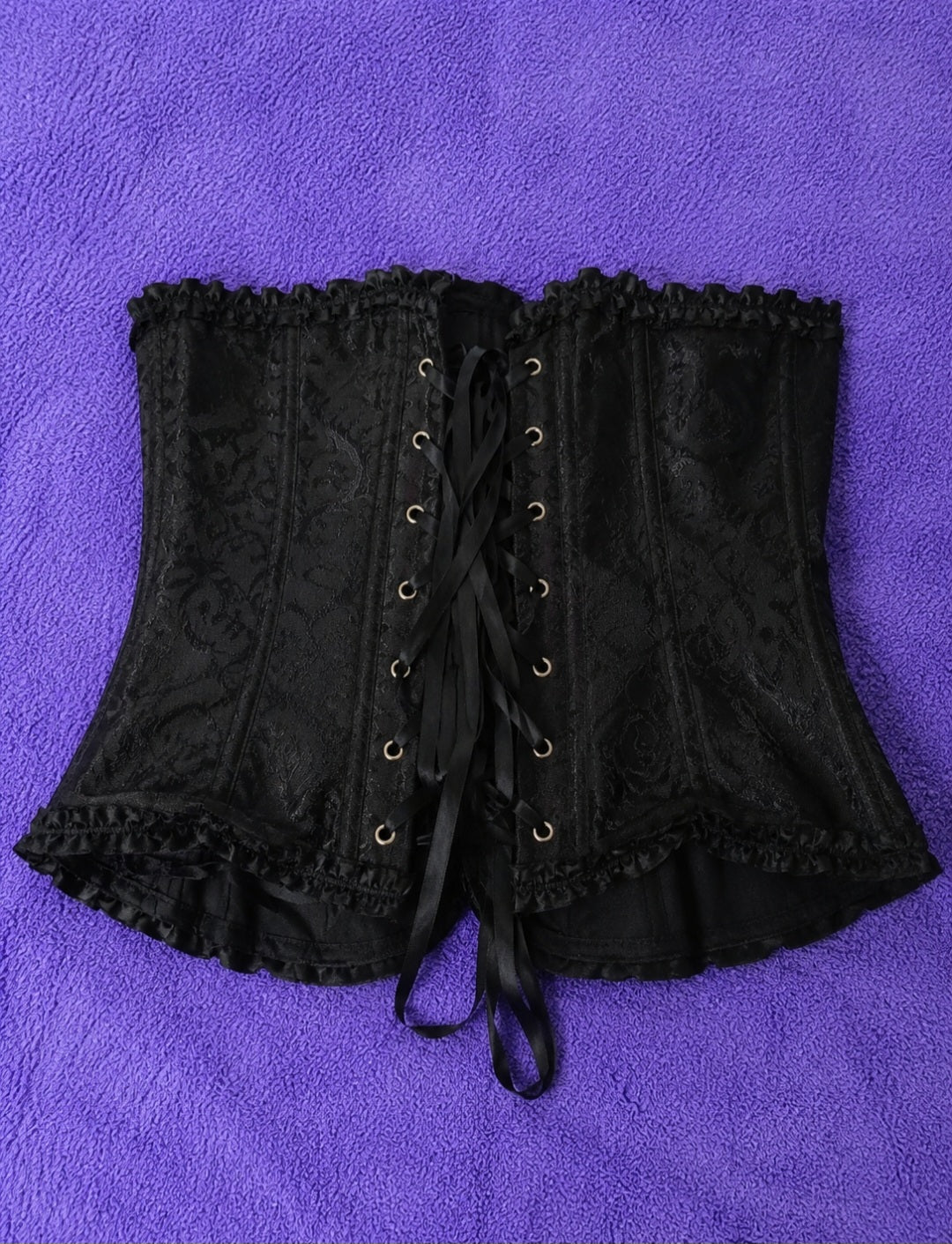 Corsetto Nero Jacquard Gothic da Donna con Chiusura a Ganci | Gedico Store