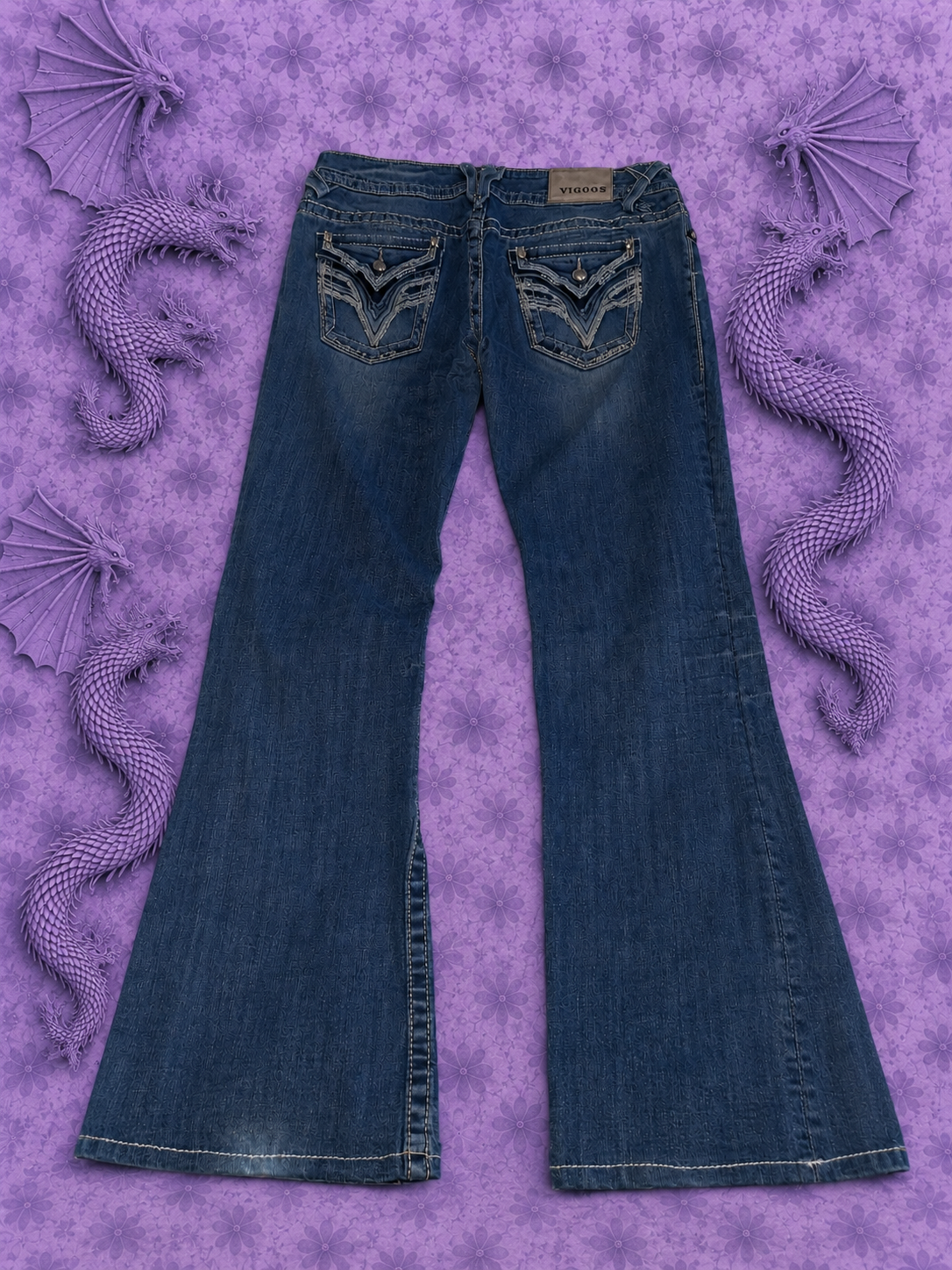 Jeans VIGOSS Flare Donna Denim Blu Vita Bassa Anni 2000 – Taglia IT 42 EU 38