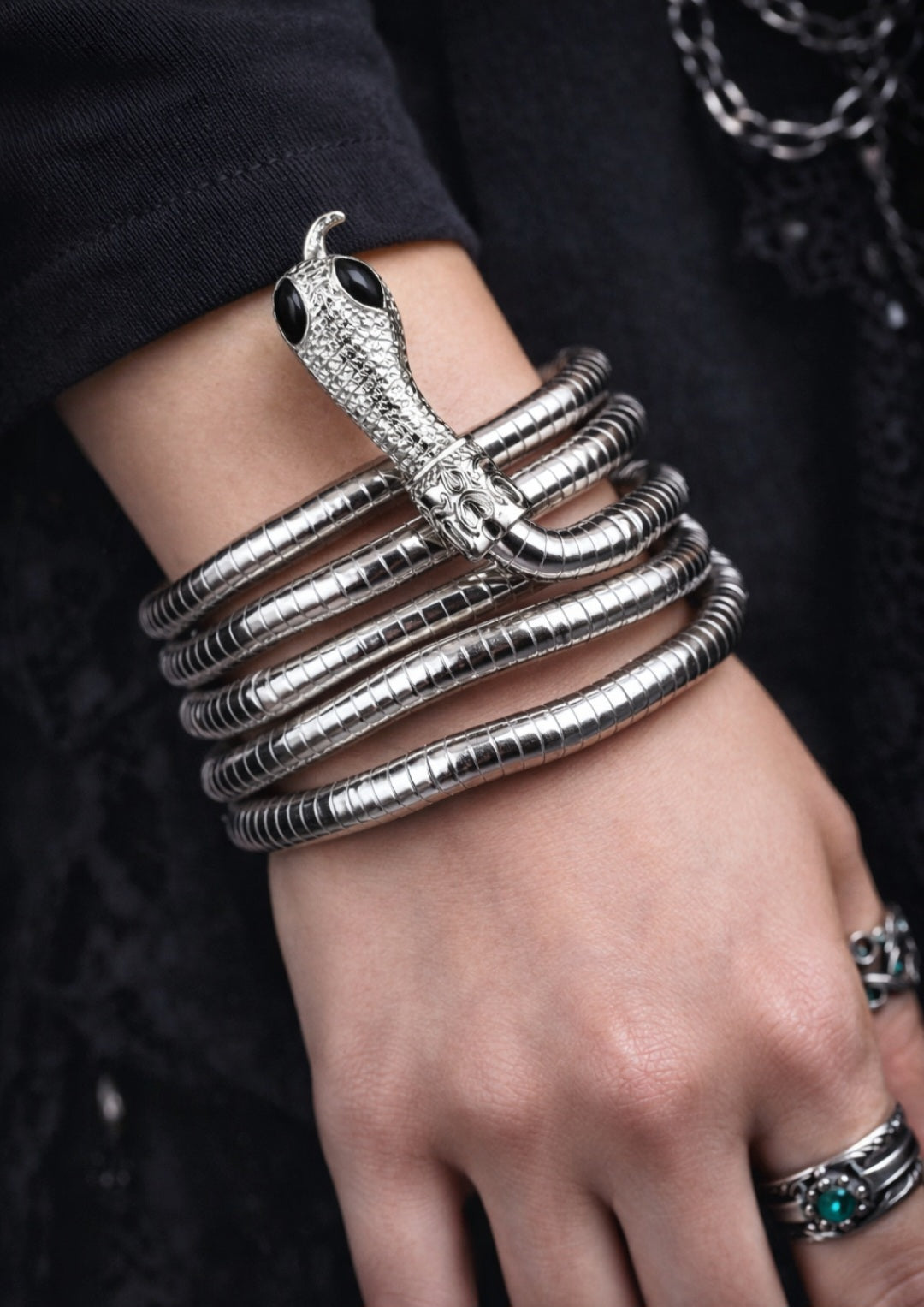 Bracciale / Choker Serpente 2-in-1 – Snake Goth Punk Dark Y2K