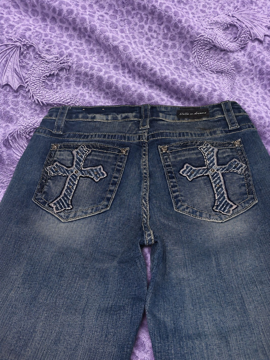Jeans Bootcut Donna Stella in Dreams Denim Blu con Ricami Decorativi