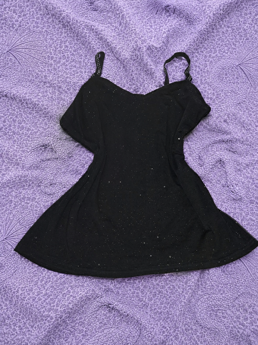 Top Nero con Strass Y2K Donna Taglia L – Canotta Elegante Glitter Elasticizzata