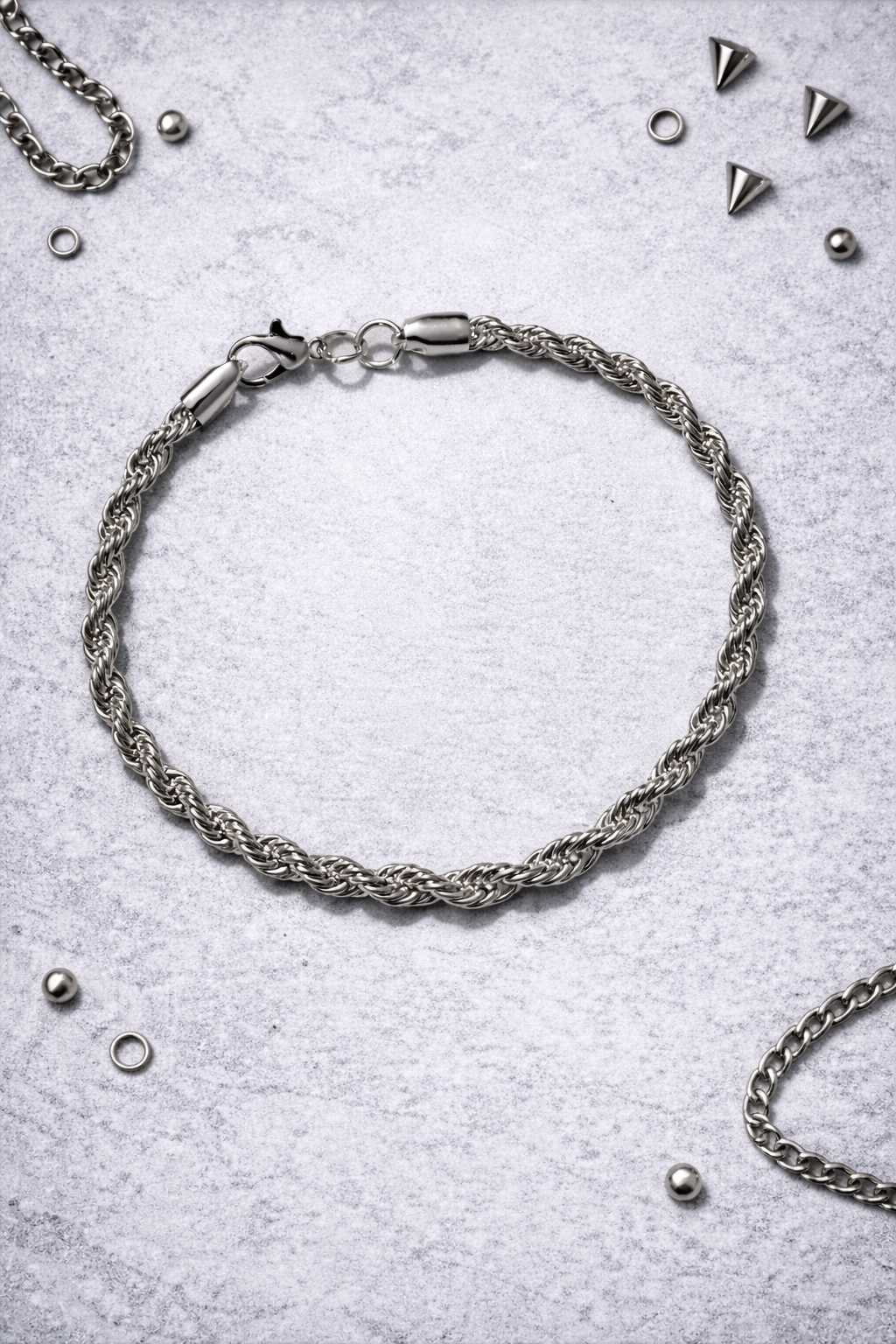 Bracciale Unisex in Acciaio a Maglia Intrecciata – Stile Y2K