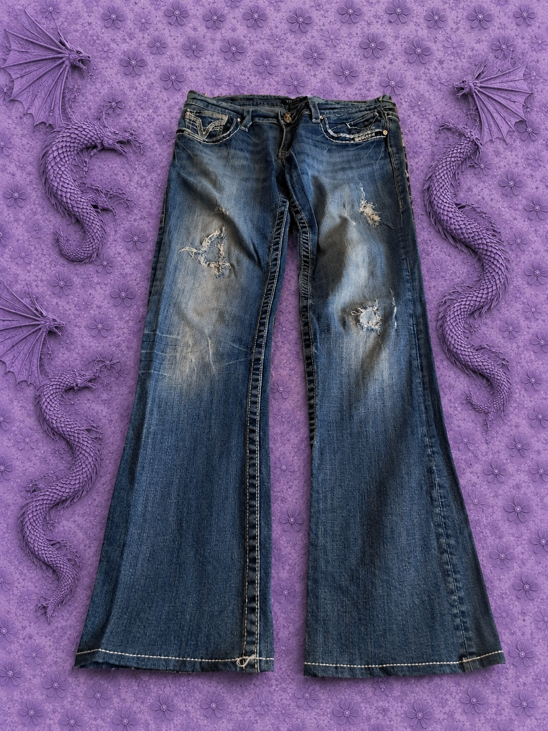 Jeans VIGOSS Flare Donna Denim Blu Vita Bassa Anni 2000 – Taglia IT 42 EU 38