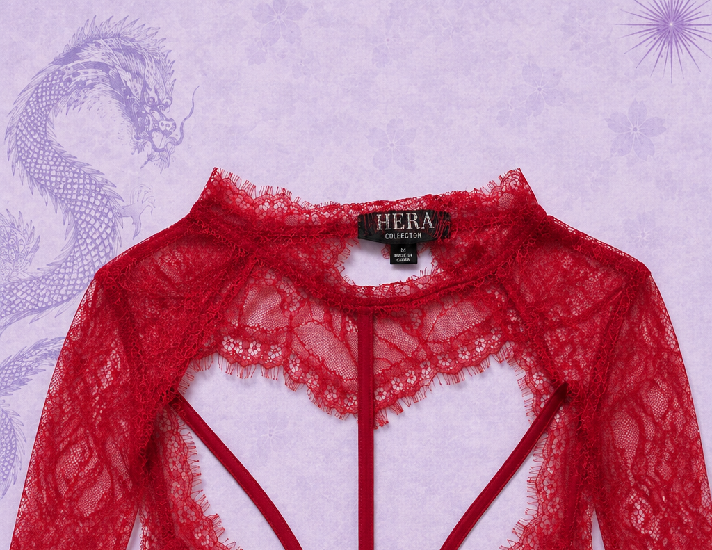 Top Rosso in Pizzo HERA Collection Y2K Gothic – Taglia M – Nuovo con Cartellino