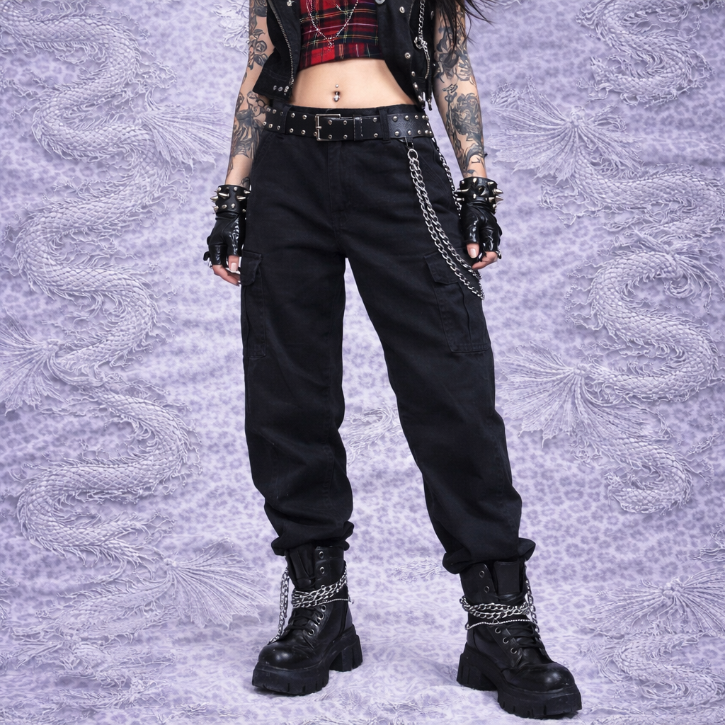 Dickies Pantaloni Cargo Neri Unisex – Workwear Streetwear Punk Grunge Utility Pants