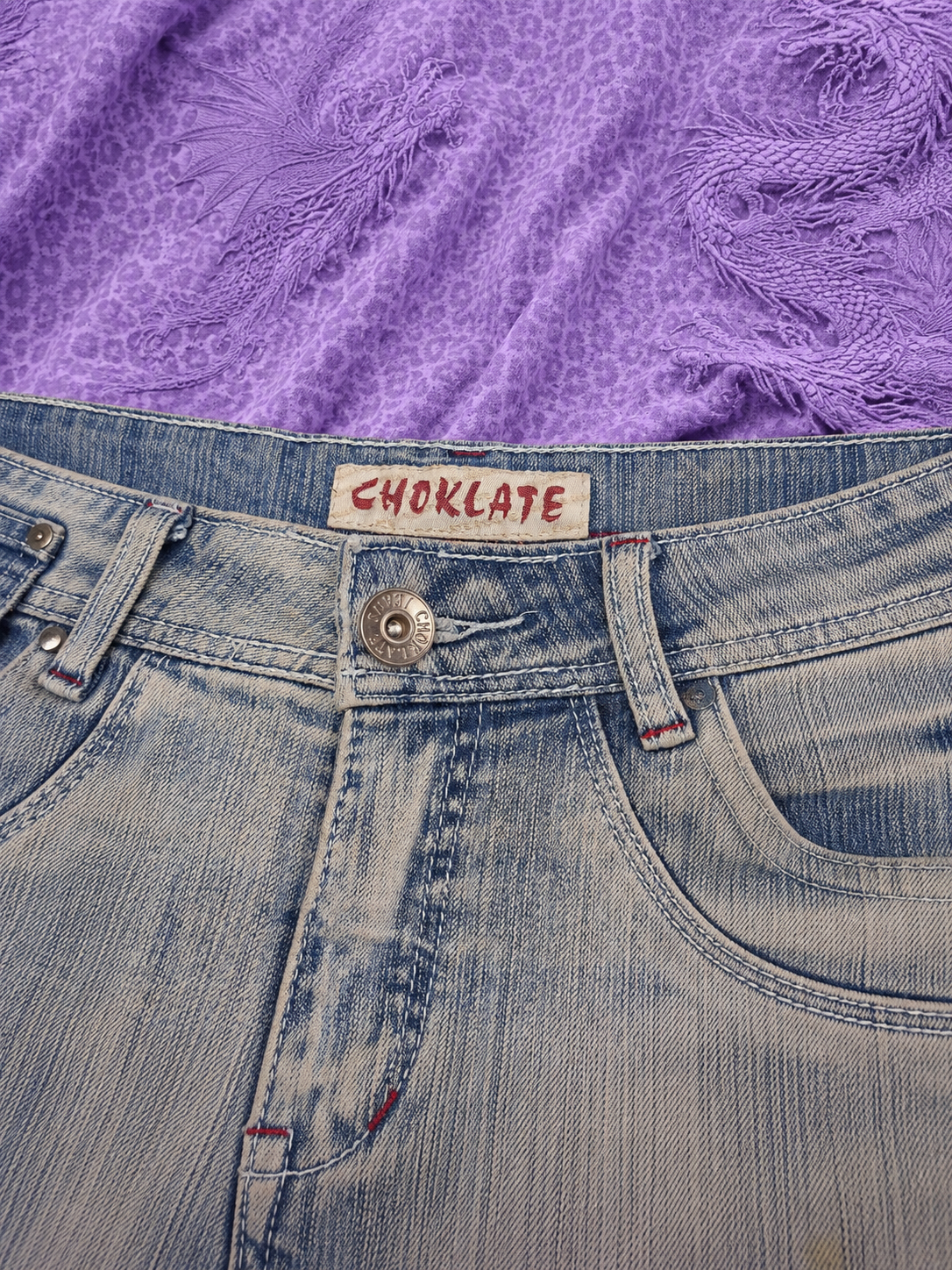 Shorts jeans Choklate donna ricamati lavaggio chiaro Y2K – IT 44 EU 40