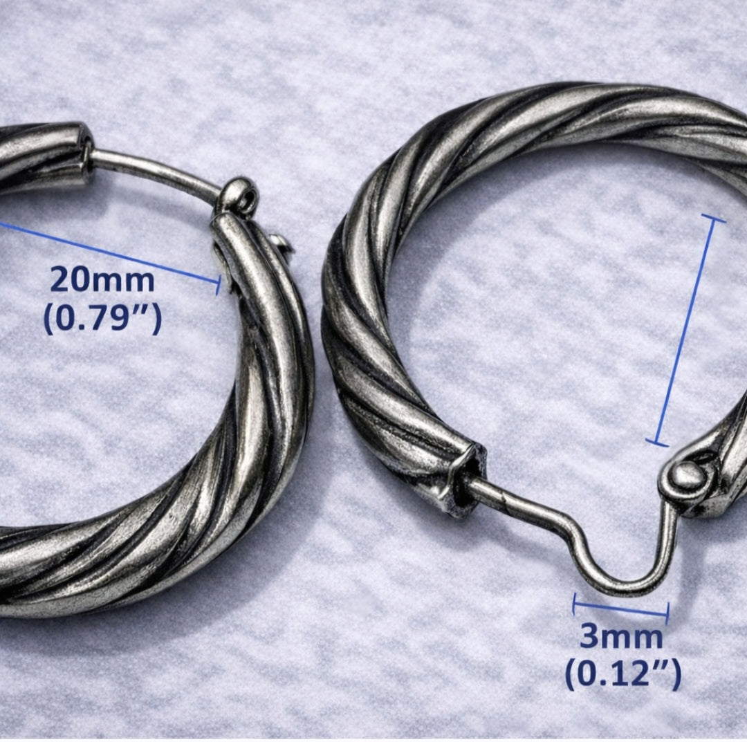 Orecchini a Cerchio Donna 30 mm – Acciaio Effetto Corda, Stile Minimal