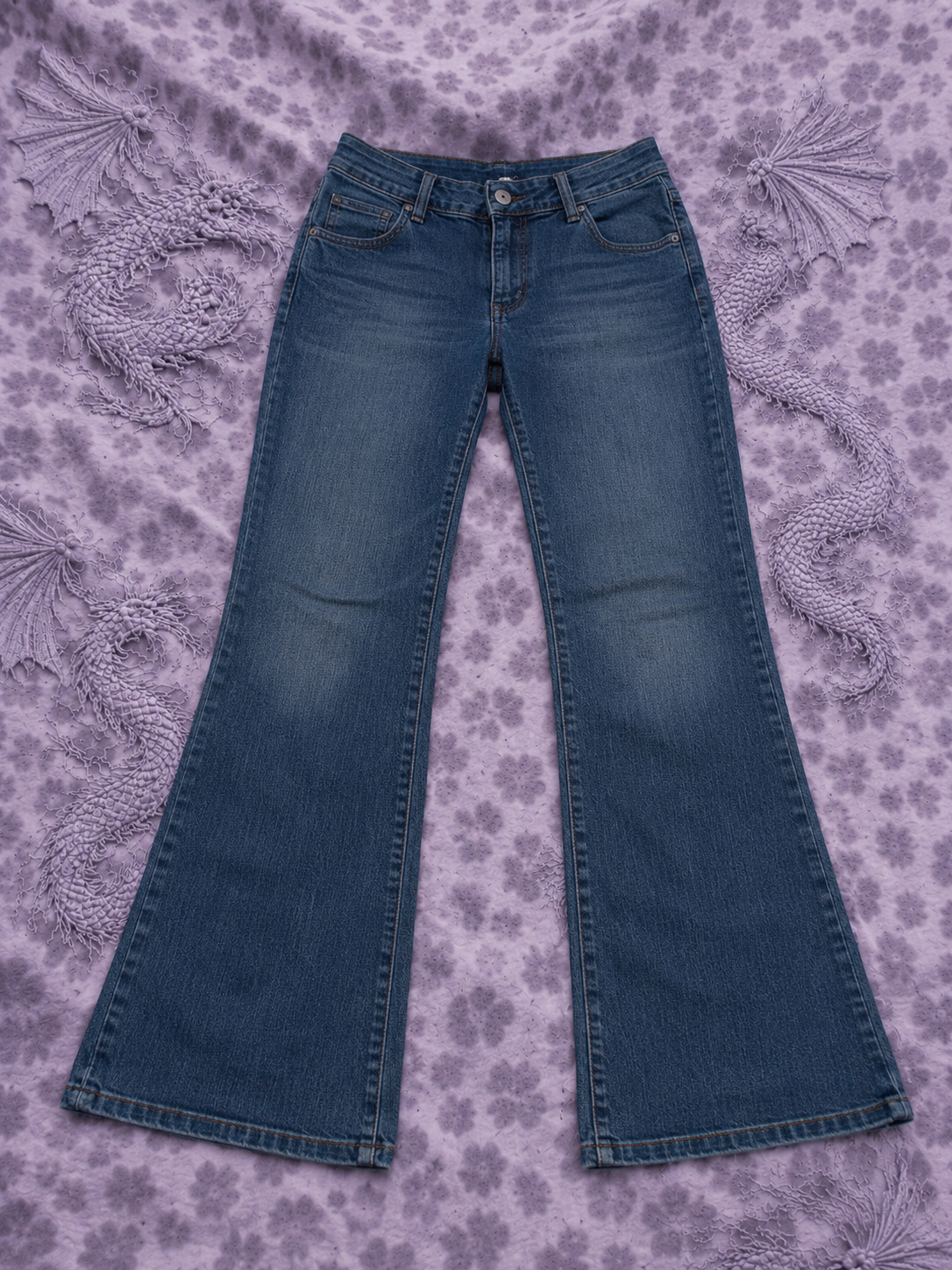 Wrangler Willow Jeans Donna Bootcut Denim Blu Y2K Taglia W13 L34