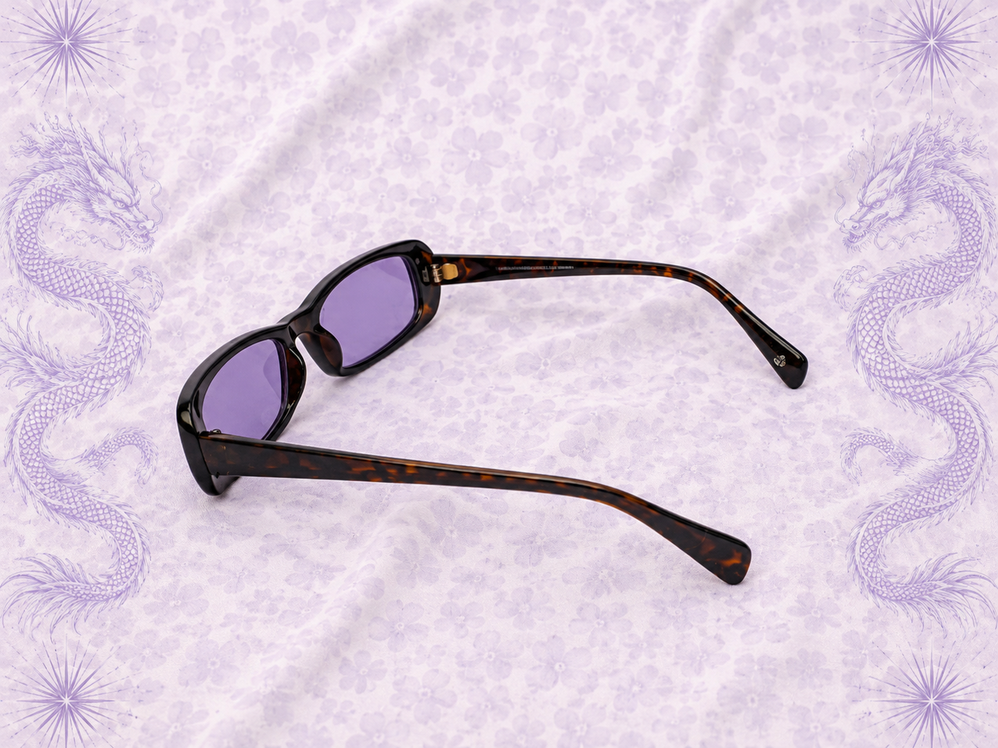 Occhiali da Sole Y2K con Lenti Viola e Montatura Tartarugata UV400