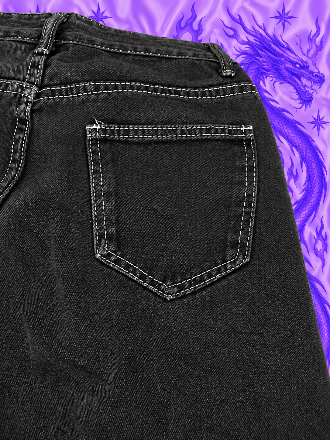 Black Y2K Baggy Cargo Jeans – Wide Leg Grunge Denim Pants