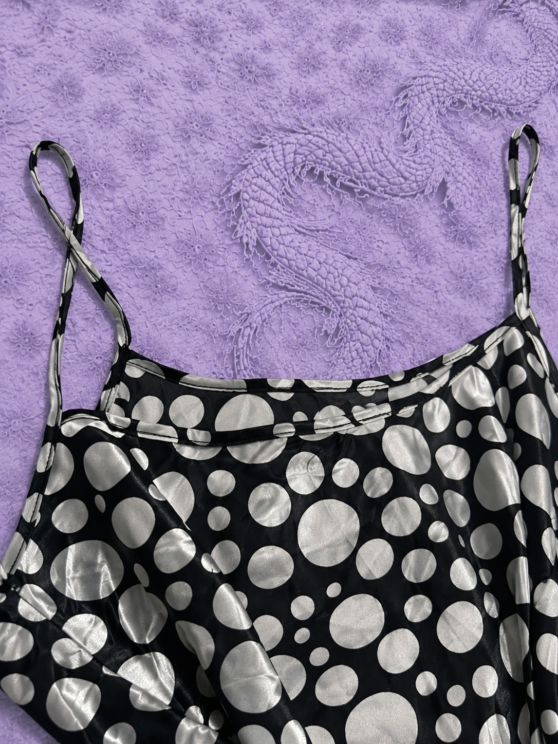 Top Nero Y2K a Pois Argento con Spalline Sottili | Vintage Anni 2000 | Gedico Store