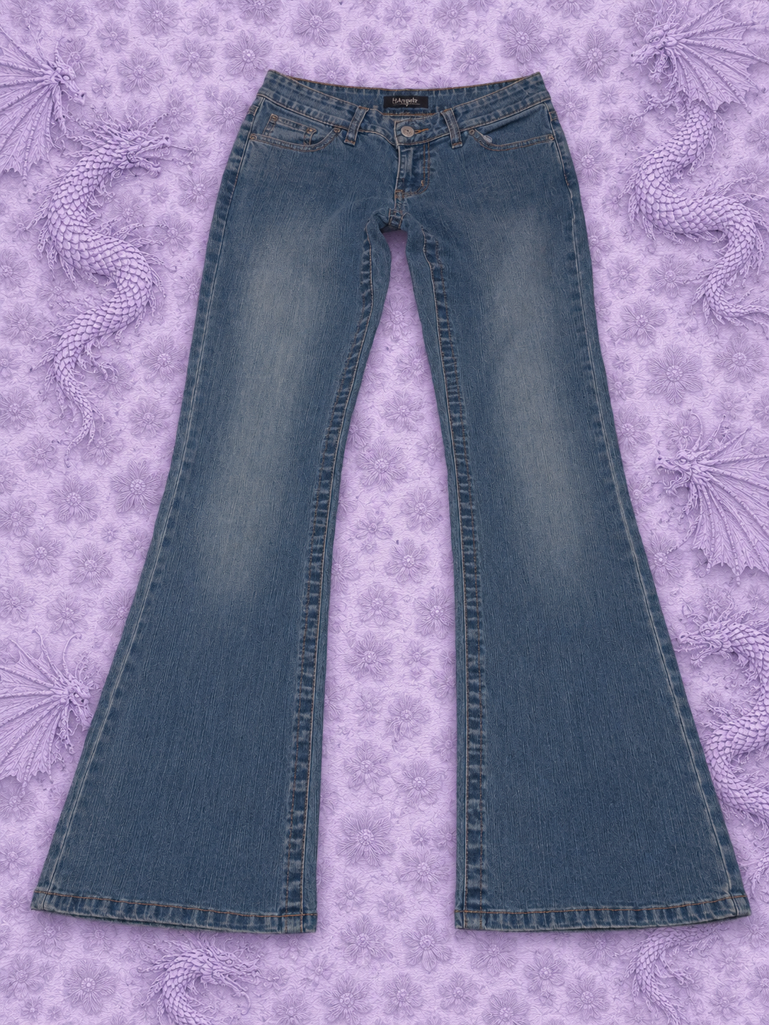 Angels Jeans Donna Bootcut Y2K Ricamati Denim Blu Taglia 5