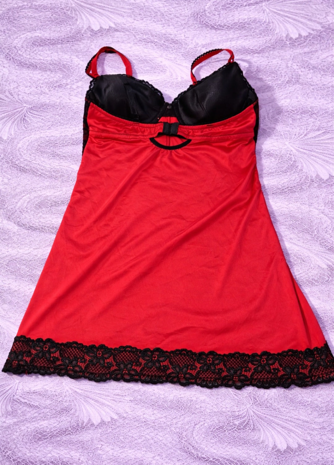 Red & Black Lace Babydoll Dress – Dark Romantic Gothic Mini Dress Y2K