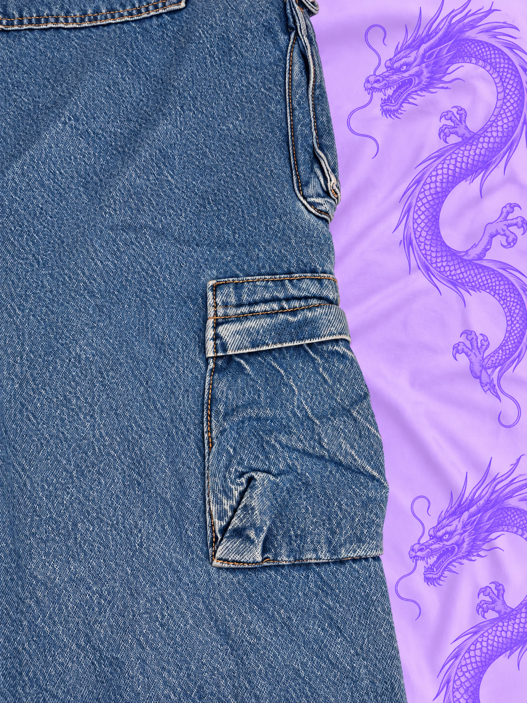 Garage Denim Y2K Cargo Jeans – Blue Wide Leg Multi Pocket – Size 11/30