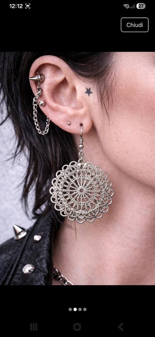 Orecchini Pendenti Boho Mandala – Argento, Leggeri ed Eleganti Stile Vintage