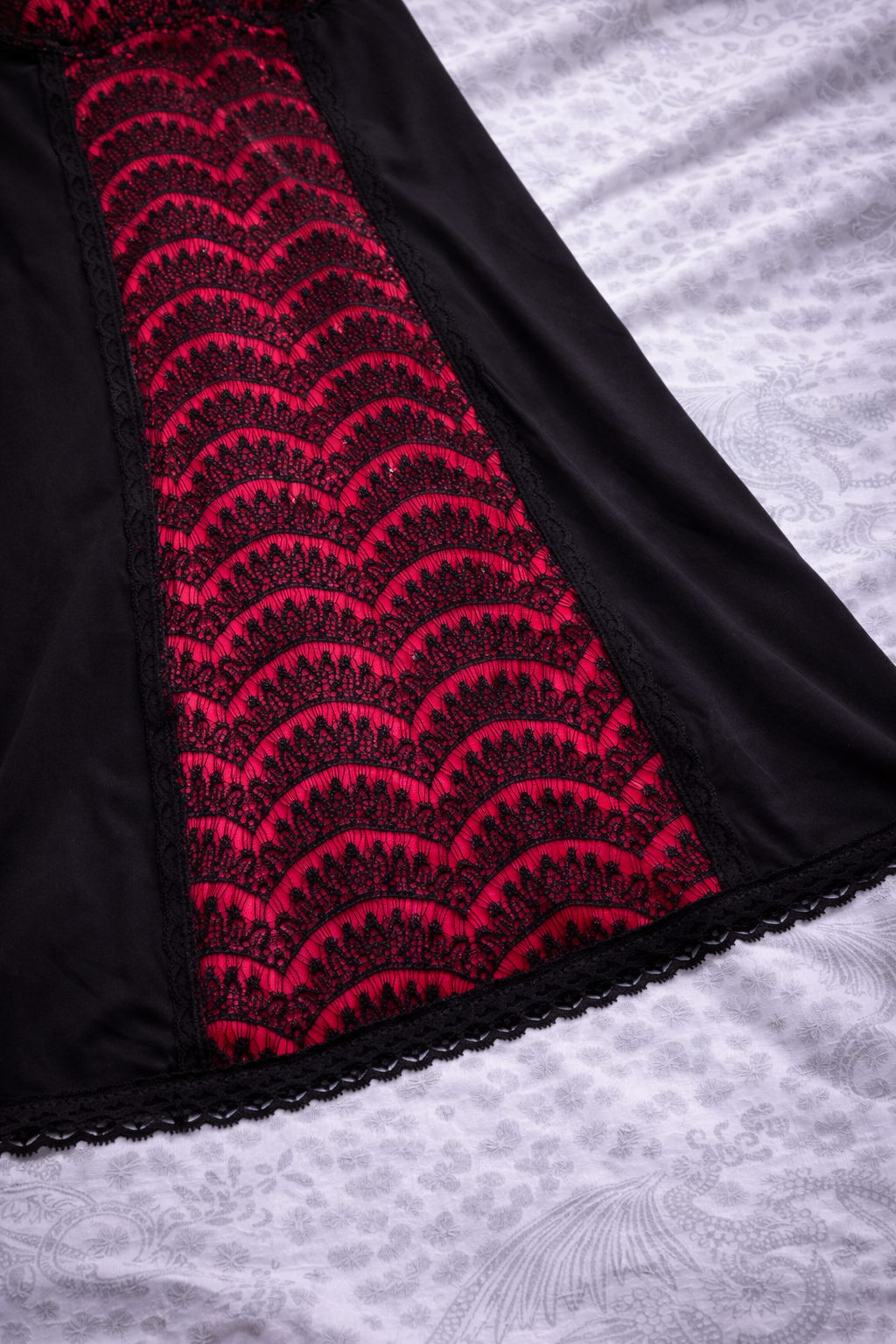Gothic Punk Lace Babydoll Dress Black Red – Mini Dress Lingerie Goth – Taglia S – Usato